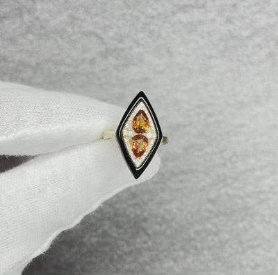 18CT Rose Gold Sapphire Diamond and Onyx Ring