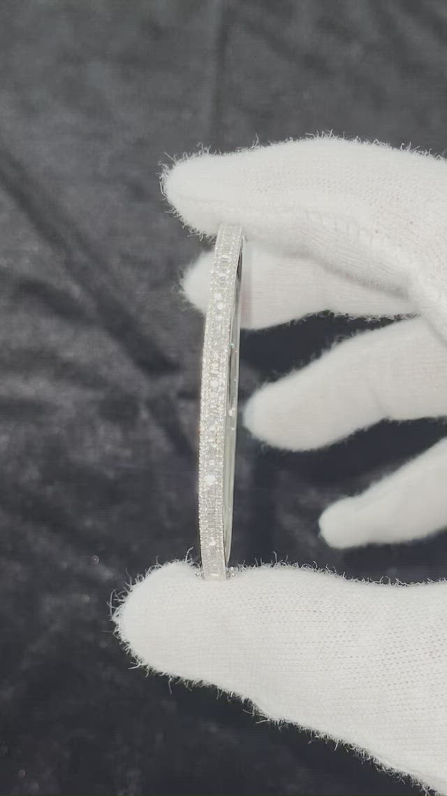 18CT White Gold Diamond Tapered Baguette Hinged Bangle