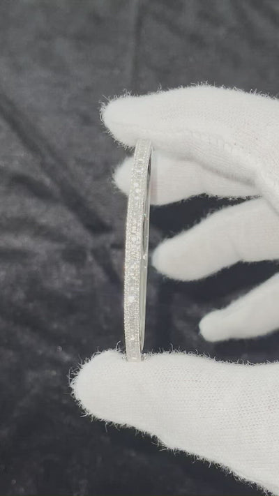 18CT White Gold Diamond Tapered Baguette Hinged Bangle