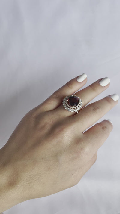 18CT rose gold Burma Myannar Spinel and diamond ring (AIGS CERTIFIED)