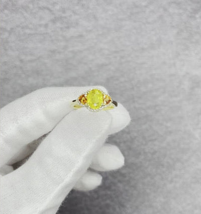 18CT Yellow Gold Yellow and Orange Sapphire and Diamond Ring