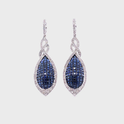 'Tear' 18CT white gold blue sapphire and Diamond earrings