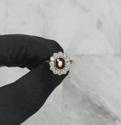 18CT Yellow Gold (NO HEAT) Ruby and Diamond ring