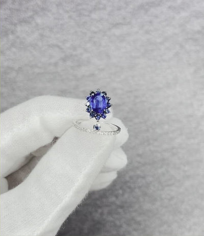 18CT White Gold Kyanite and Diamond Ring