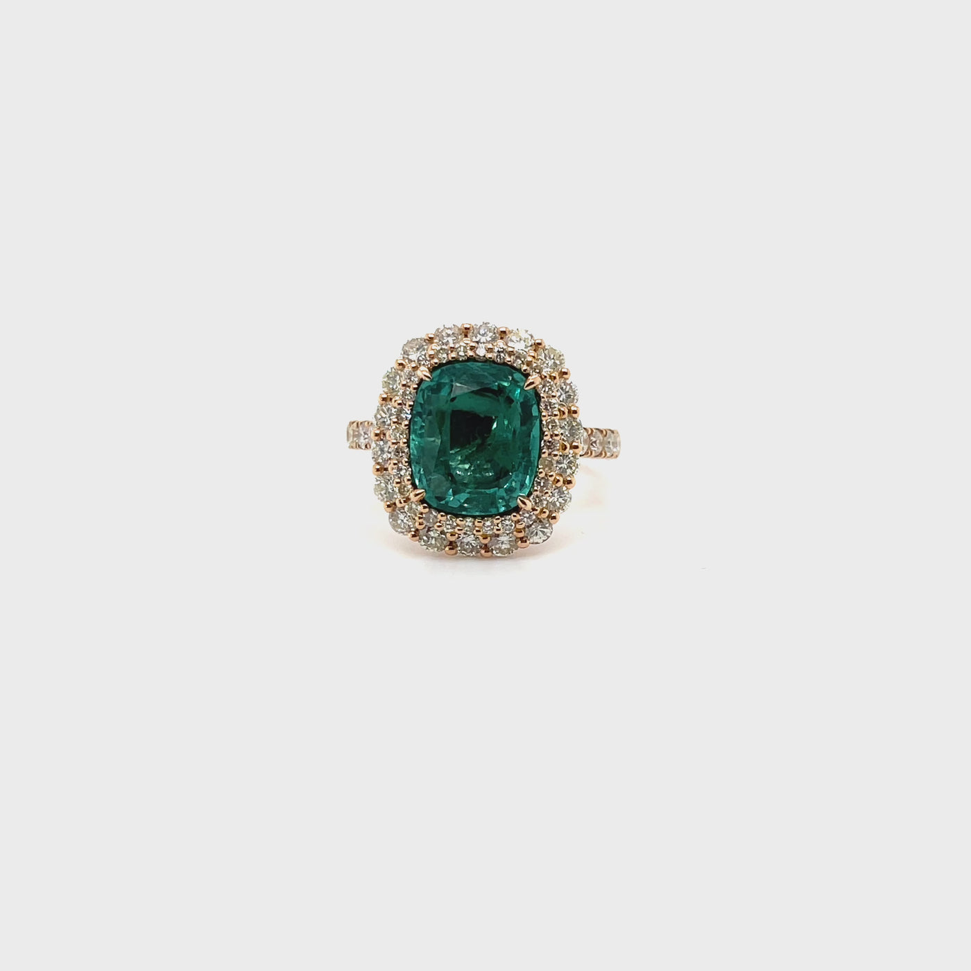 18ct rose gold emerald and diamond ring