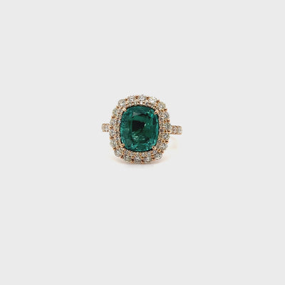 18ct rose gold emerald and diamond ring