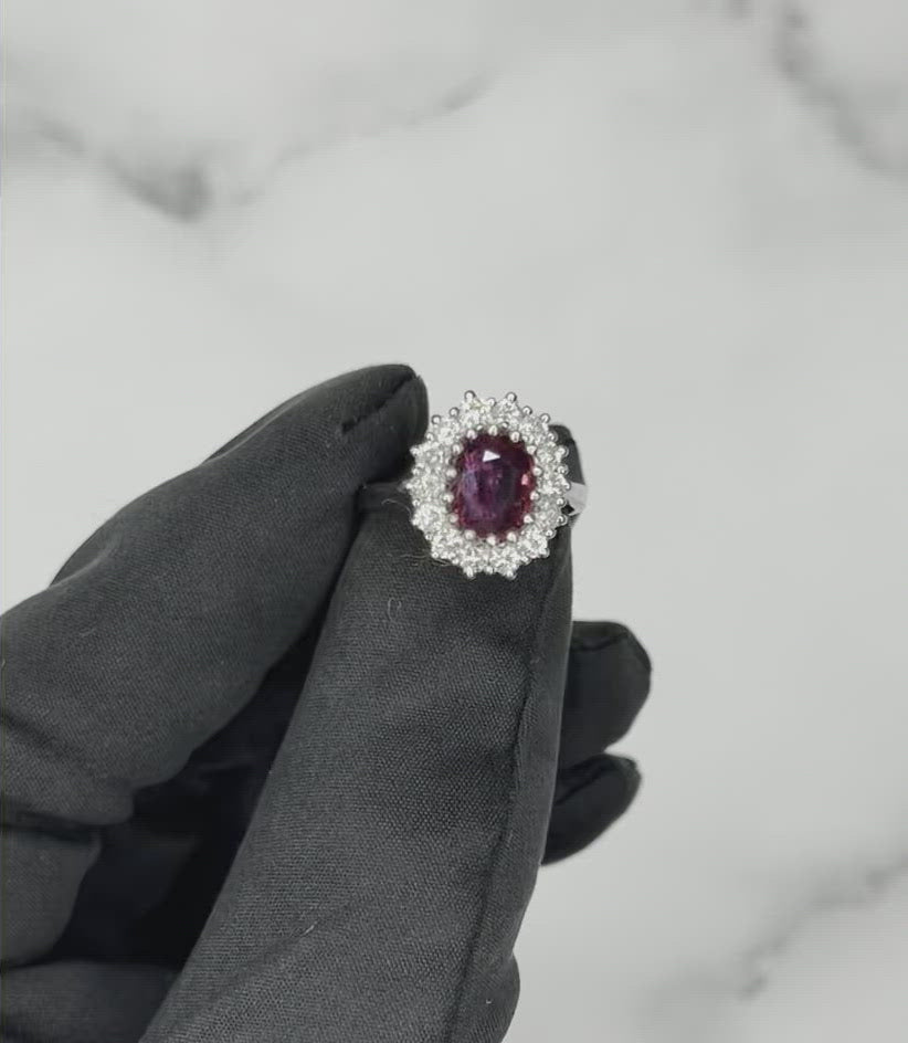 14CT White Gold Ruby and Diamond Ring