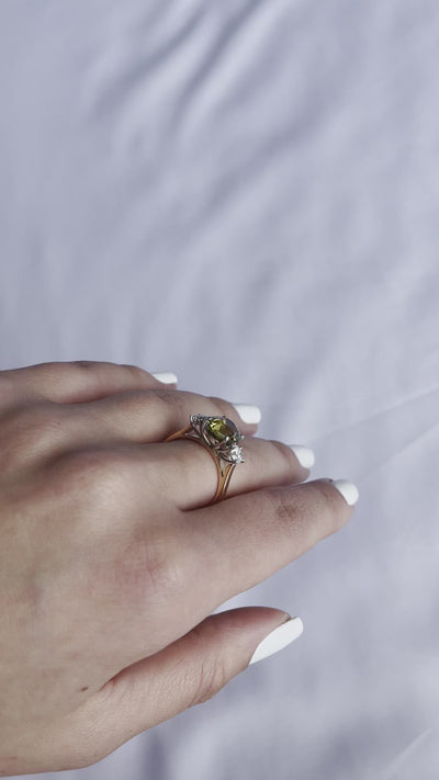 18CT rose gold and white gold Chrysoberyl (Natural Alexandrite) and diamond ring GIA CERTIFIED