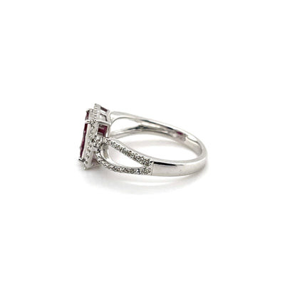 'Claire' Ruby and diamond ring in 18CT white gold