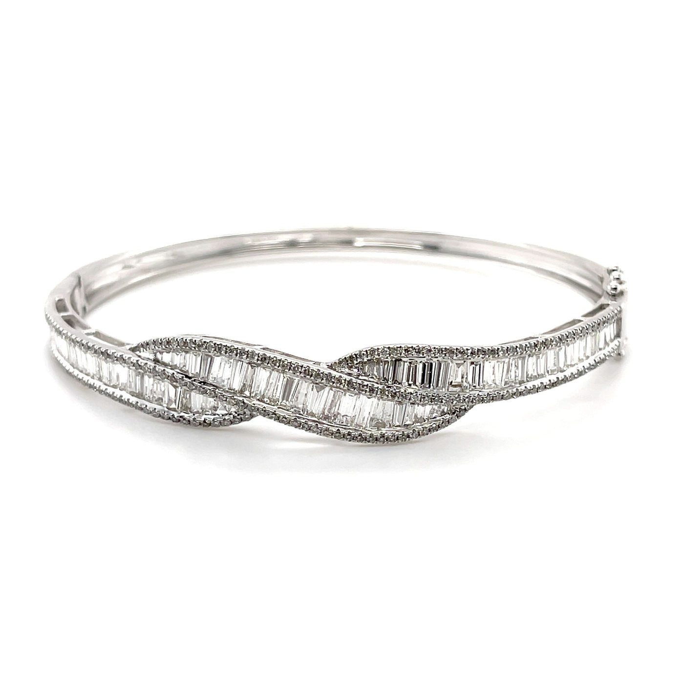 'Gabriella' 18CT white gold diamond hinged bangle