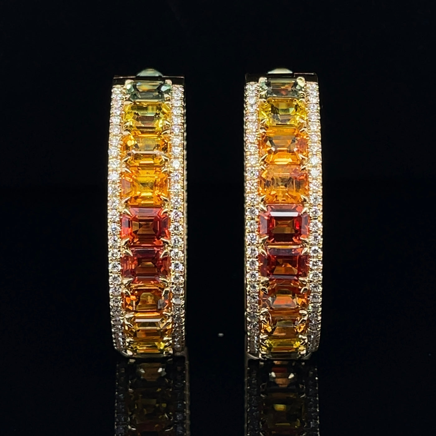 18CT Yellow Gold (NO HEAT) Fancy Sapphire and Diamond Earrings