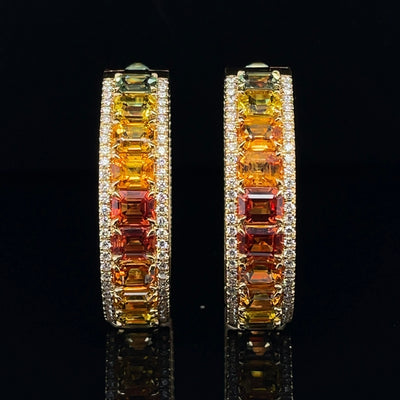 18CT Yellow Gold (NO HEAT) Fancy Sapphire and Diamond Earrings
