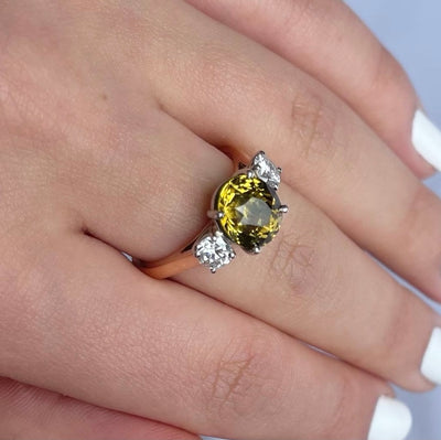 18CT rose gold and white gold Chrysoberyl (Natural Alexandrite) and diamond ring GIA CERTIFIED