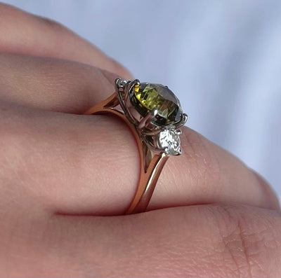 18CT rose gold and white gold Chrysoberyl (Natural Alexandrite) and diamond ring GIA CERTIFIED