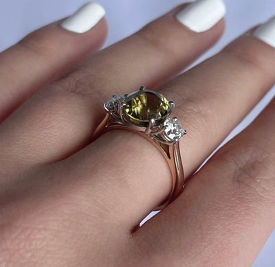 18CT rose gold and white gold Chrysoberyl (Natural Alexandrite) and diamond ring GIA CERTIFIED