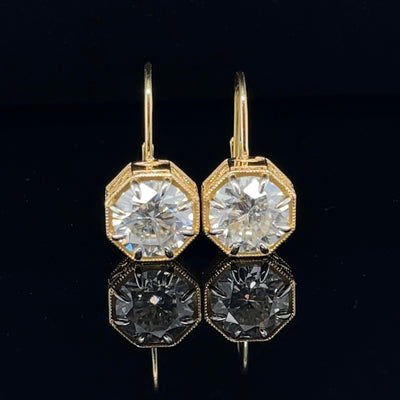18CT Yellow Gold Moissanite Diamond Earrings