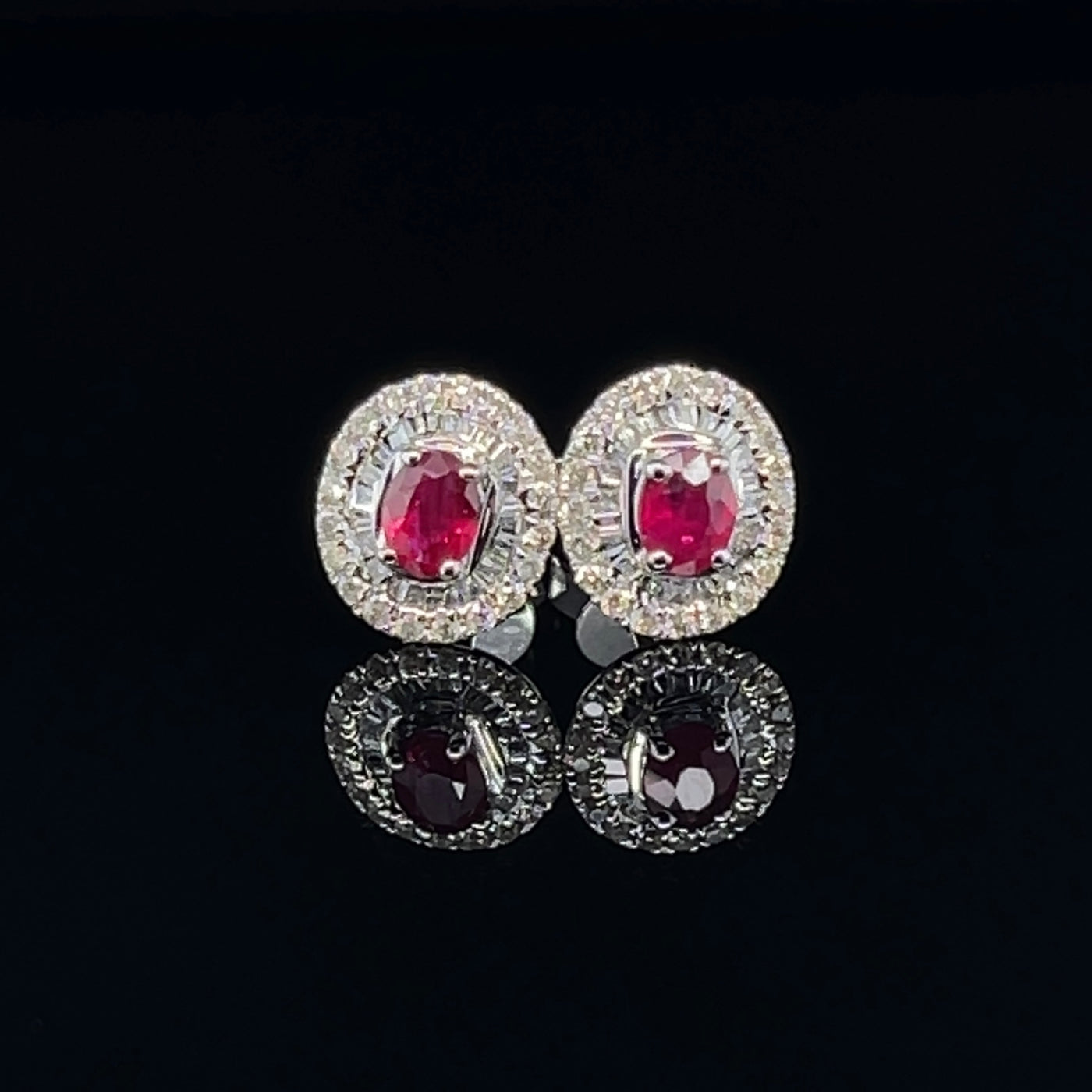 18CT White Gold Ruby and Diamond Earring Studs