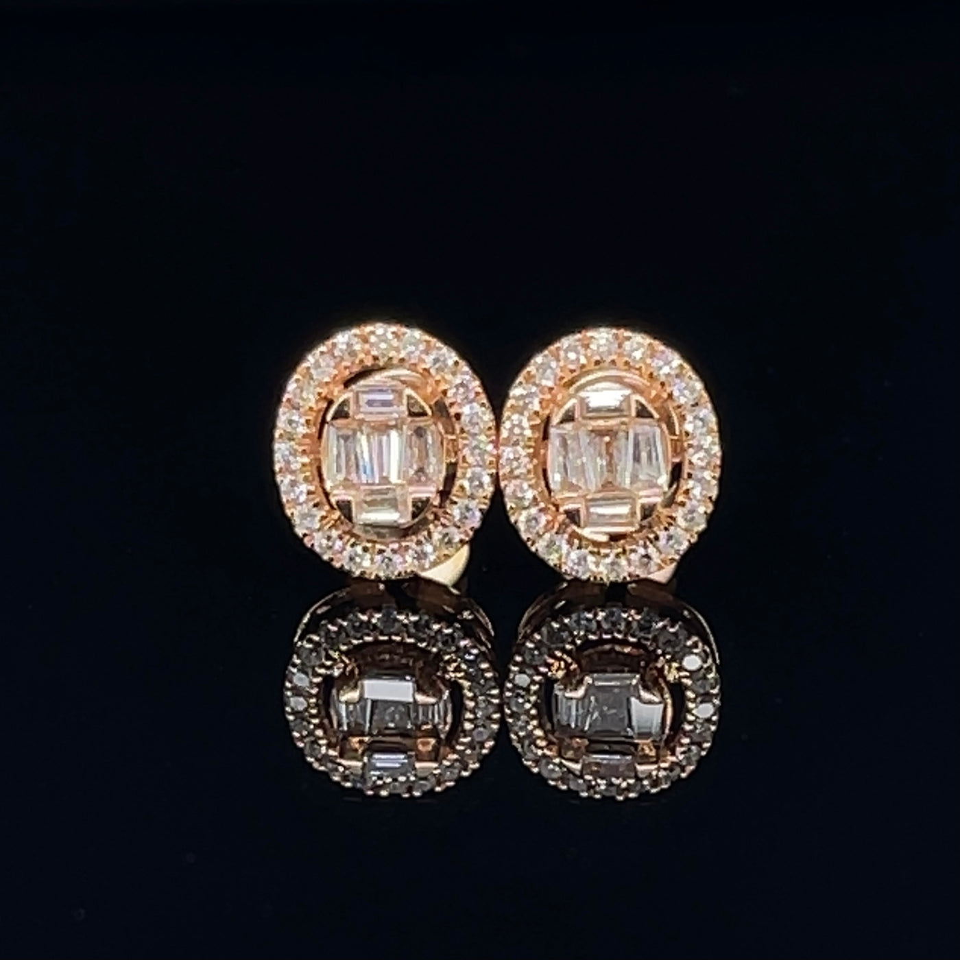 18CT Rose Gold Diamond Earring Studs