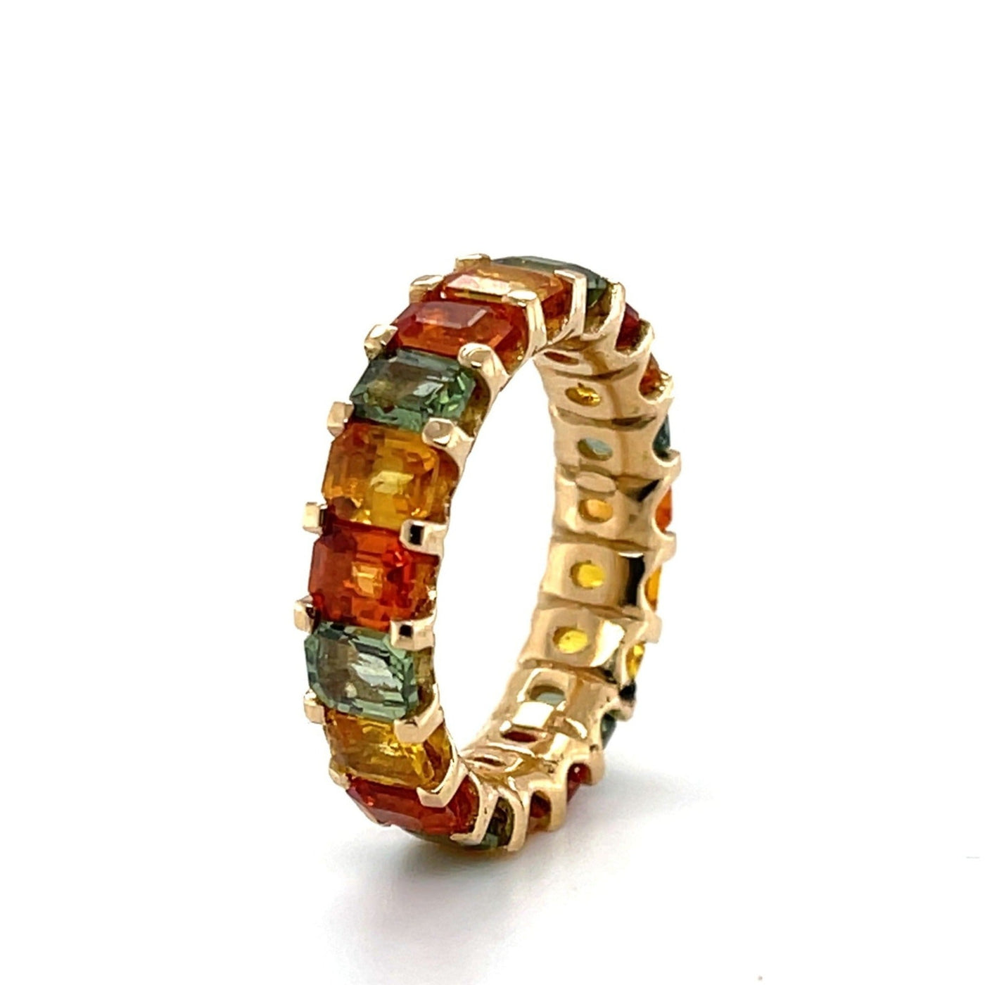 Eternity fancy coloured sapphire ring