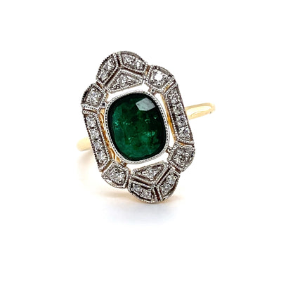 18CT Yellow Gold Emerald and Diamond Ring