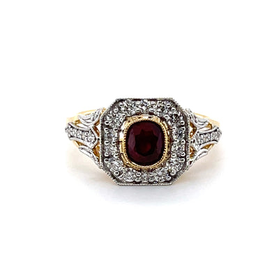 18CT Yellow Gold (NO HEAT) Ruby and Diamond Ring