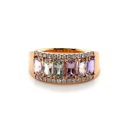 18CT Rose Gold (NO HEAT) Fancy Sapphire and Diamond Ring