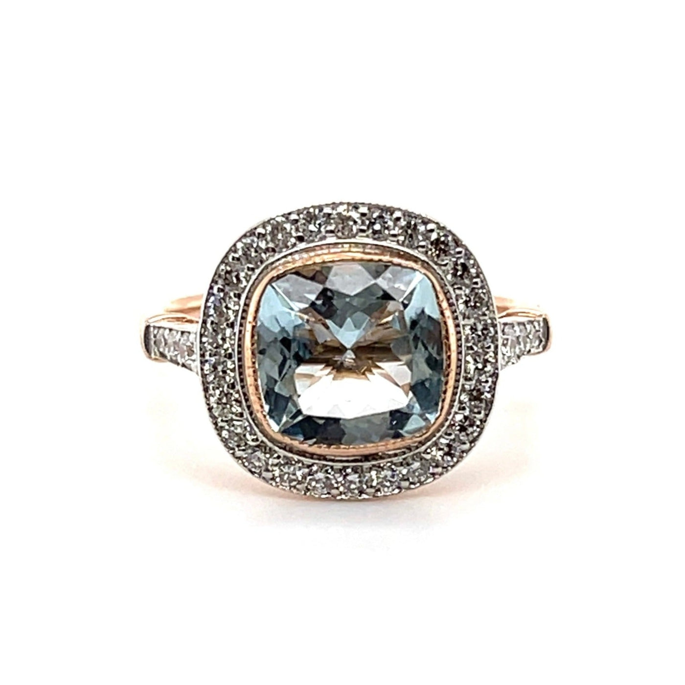 18CT Yellow Gold Aquamarine and Diamond Ring