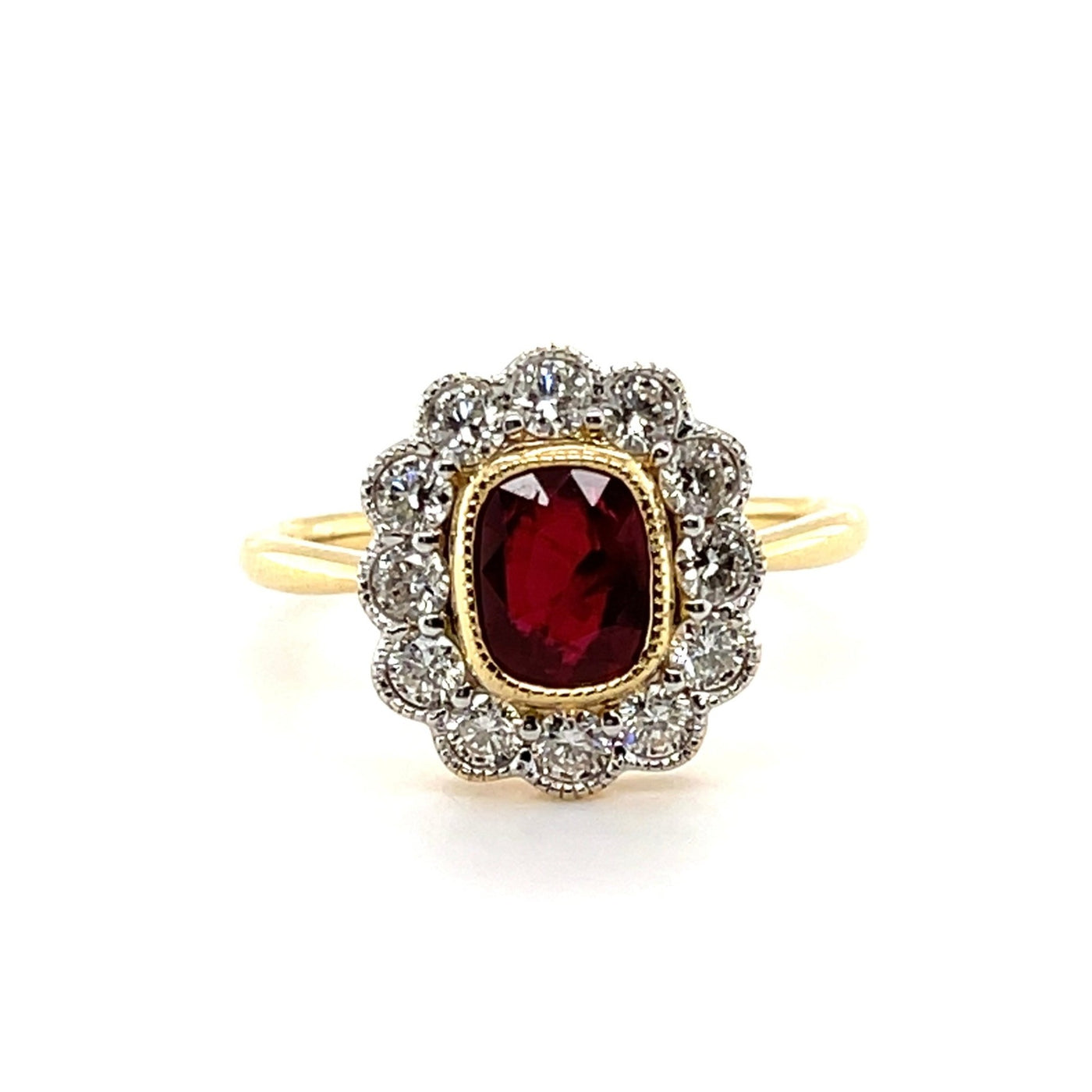 18CT Yellow Gold (NO HEAT) Ruby and Diamond ring