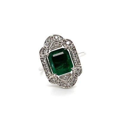 18CT White Gold Emerald and Diamond Ring
