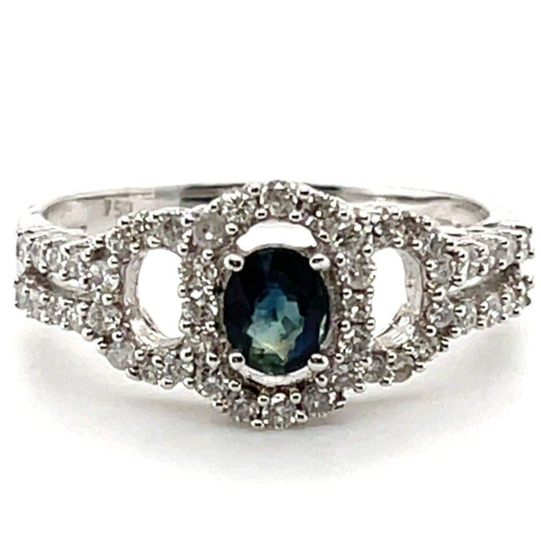 18CT White Gold Sapphire and Diamond Ring