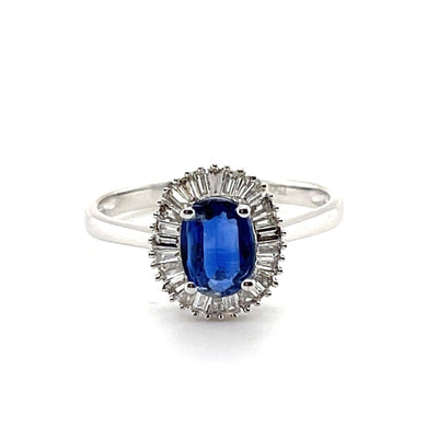 18CT White Gold Kyanite and Diamond Ring
