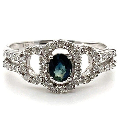 18CT White Gold Sapphire and Diamond Ring