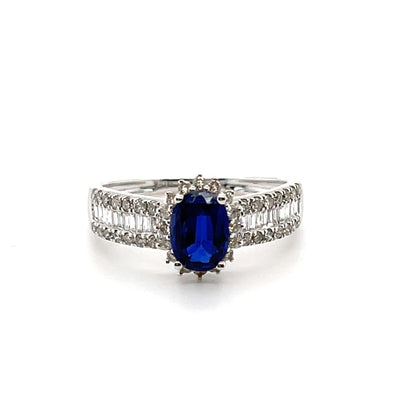 18CT White Gold Kyanite and Diamond Ring