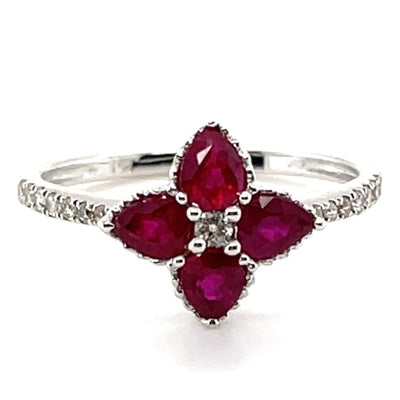18CT White Gold Ruby and Diamond Ring