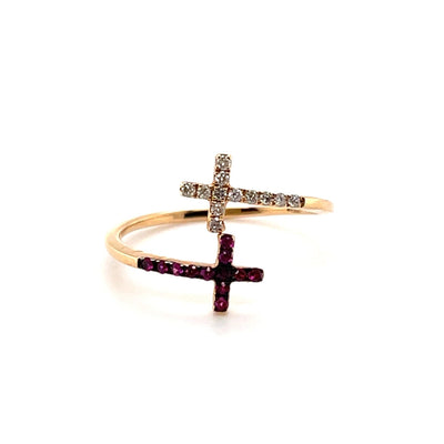 18CT Rose Gold Ruby and Diamond Ring