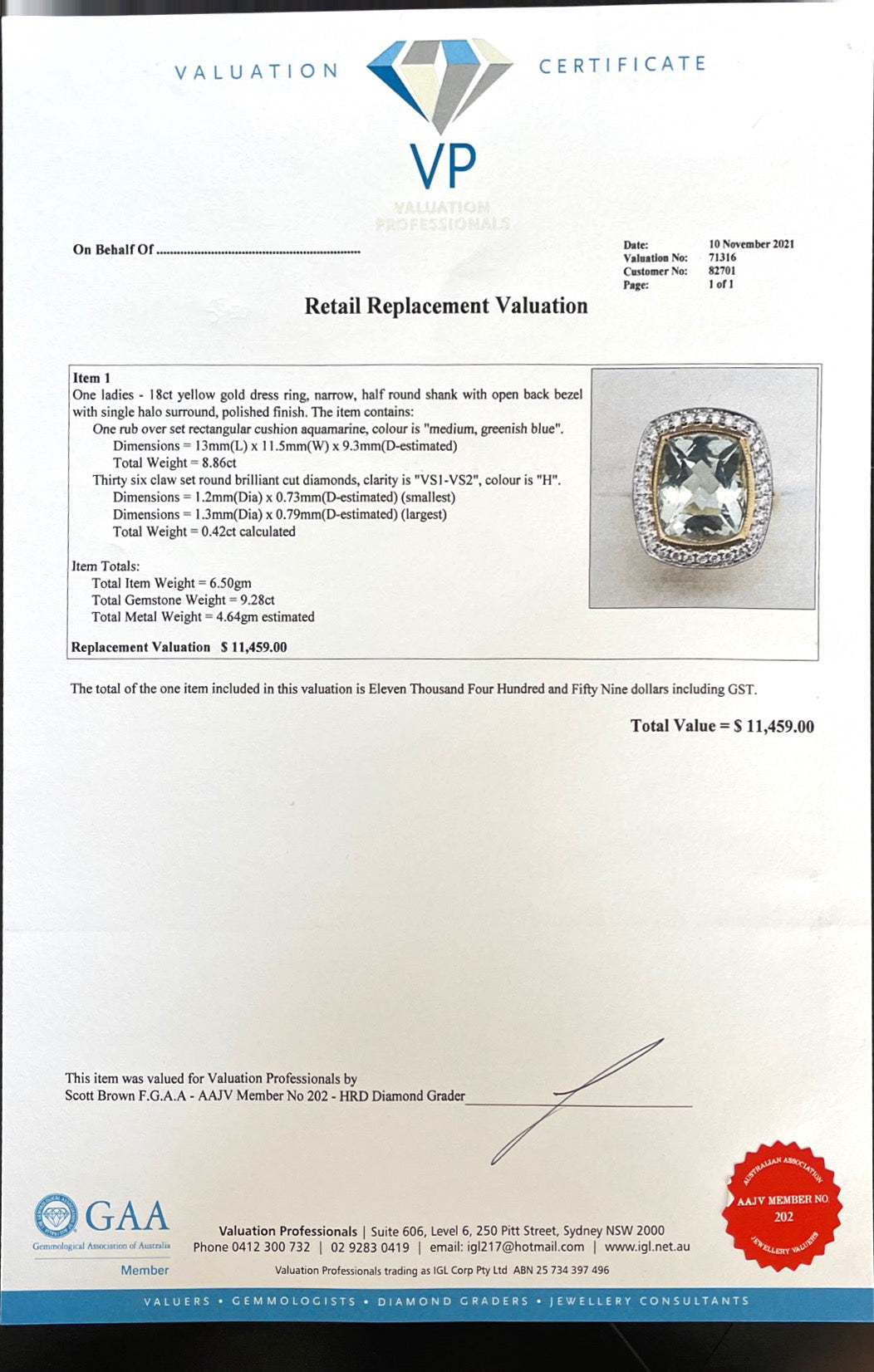 18CT Yellow Gold Aquamarine and Diamond Ring
