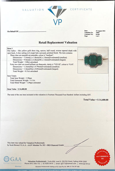 18CT Yellow Gold Trilogy Emerald and Diamond Ring