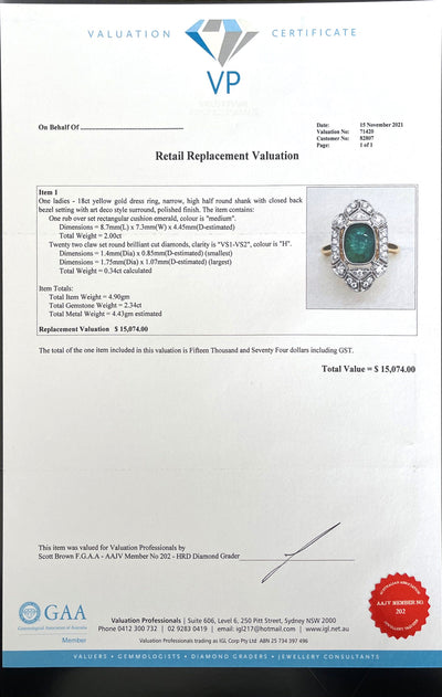 18CT Yellow Gold Emerald and Diamond Ring