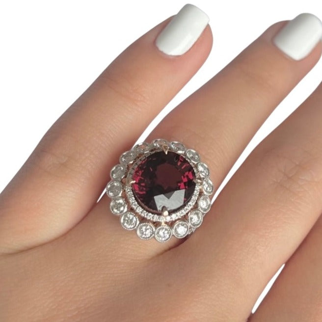 18CT rose gold Burma Myannar Spinel and diamond ring (AIGS CERTIFIED)