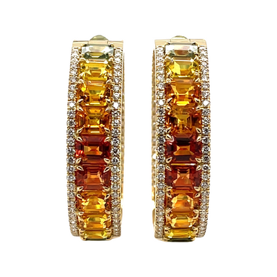 18CT Yellow Gold (NO HEAT) Fancy Sapphire and Diamond Earrings