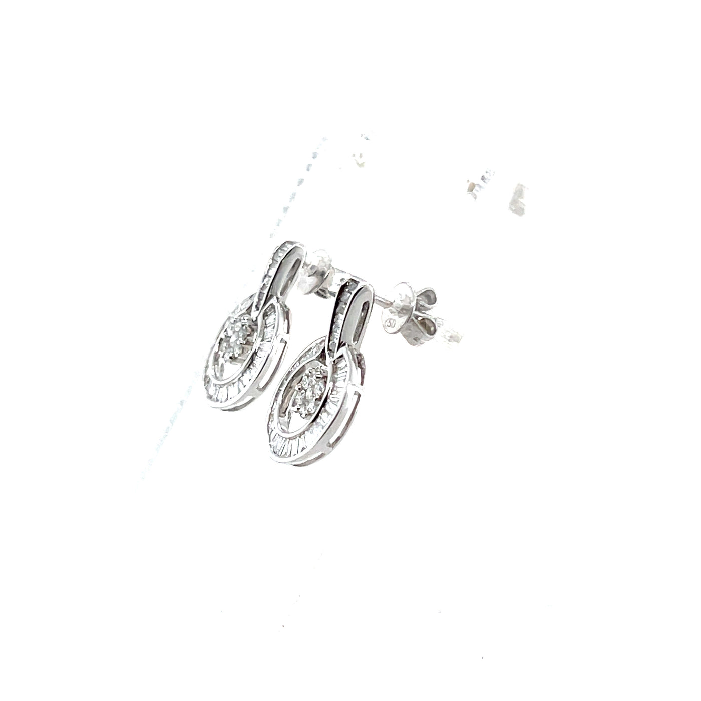 Diamond drop stud earrings in 18ct white gold
