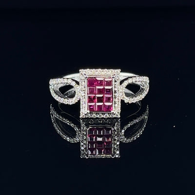 'Claire' Ruby and diamond ring in 18CT white gold