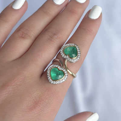 18CT yellow and white gold colombian emerald and diamond ring