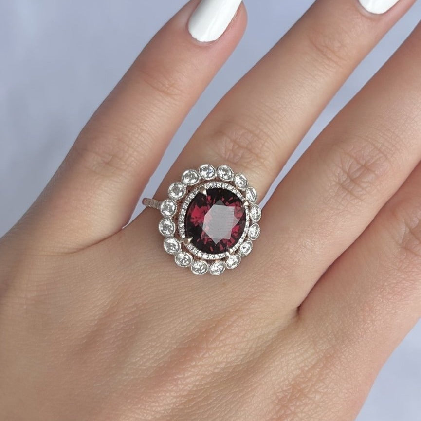 18CT rose gold Burma Myannar Spinel and diamond ring (AIGS CERTIFIED)