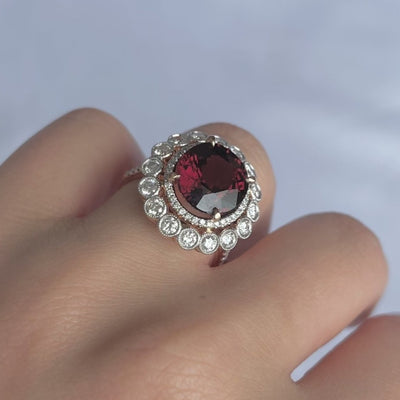 18CT rose gold Burma Myannar Spinel and diamond ring (AIGS CERTIFIED)