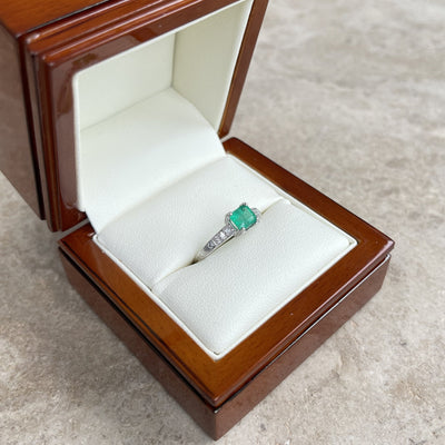 Platinum Emerald and Diamond Ring