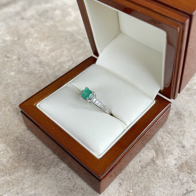 Platinum Emerald and Diamond Ring