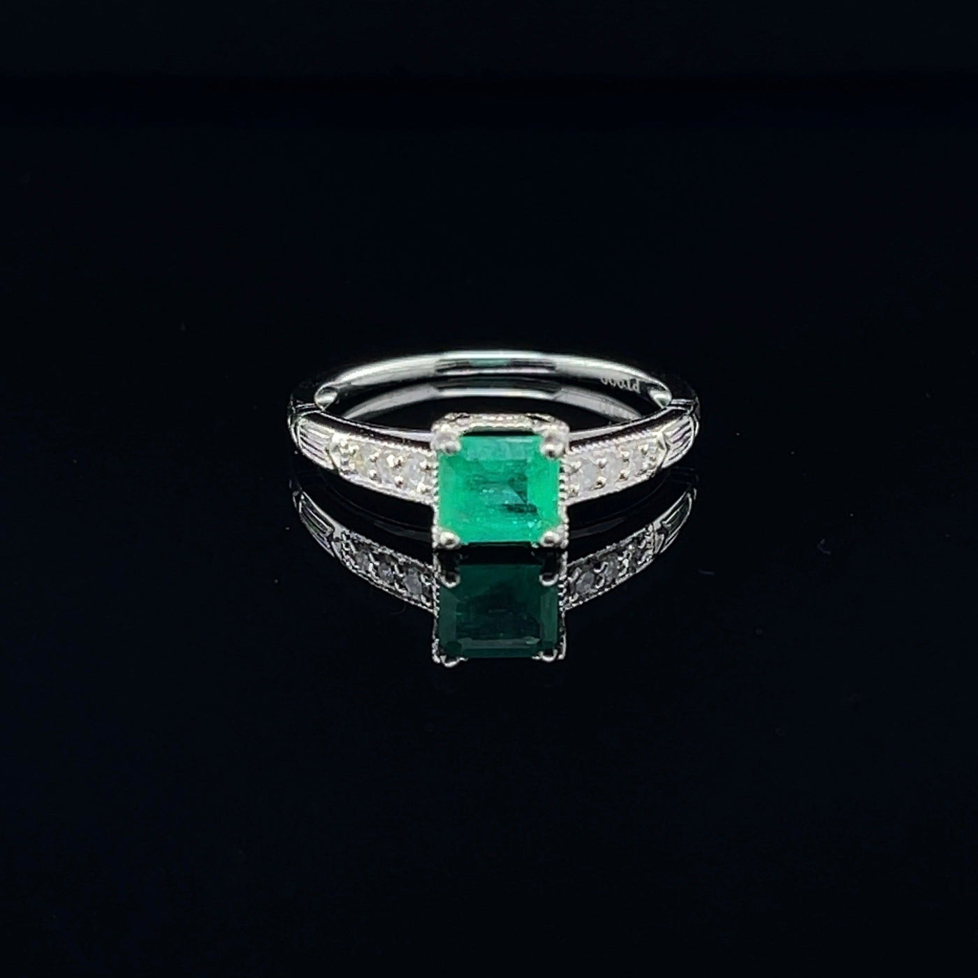 Platinum Emerald and Diamond Ring