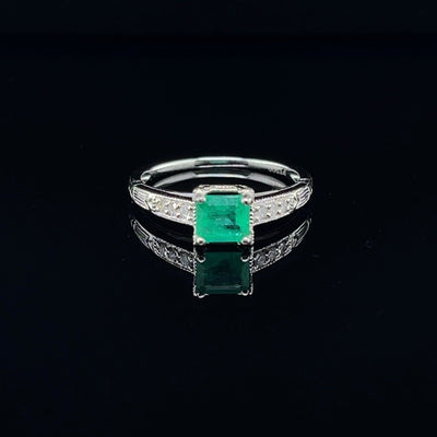 Platinum Emerald and Diamond Ring
