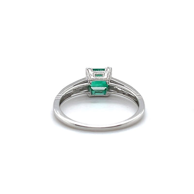 Platinum Emerald and Diamond Ring